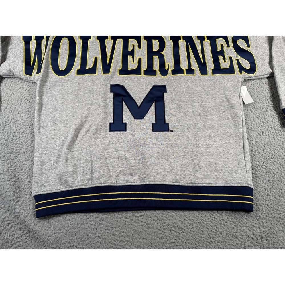Mitchell Ness Michigan Wolverines Sweatshirt Mens XL Gray Full Field Fleece Y2K - Picture 8 of 11